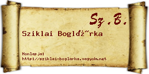 Sziklai Boglárka névjegykártya